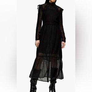 Topshop Lace Trim Midi Dress, Sz 12